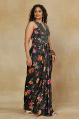 Indo Western Style Long Dress with Mirror Work