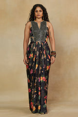 Indo Western Style Long Dress with Mirror Work