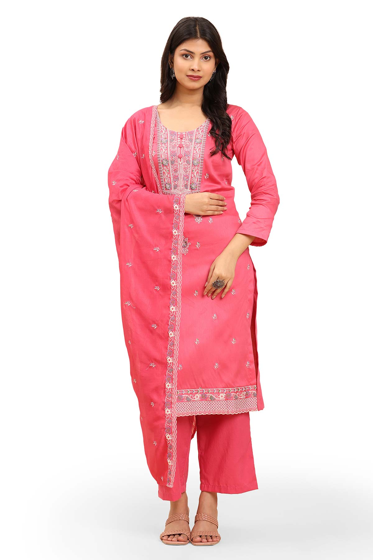 Light Pink Women's Unstitched Kurta Set