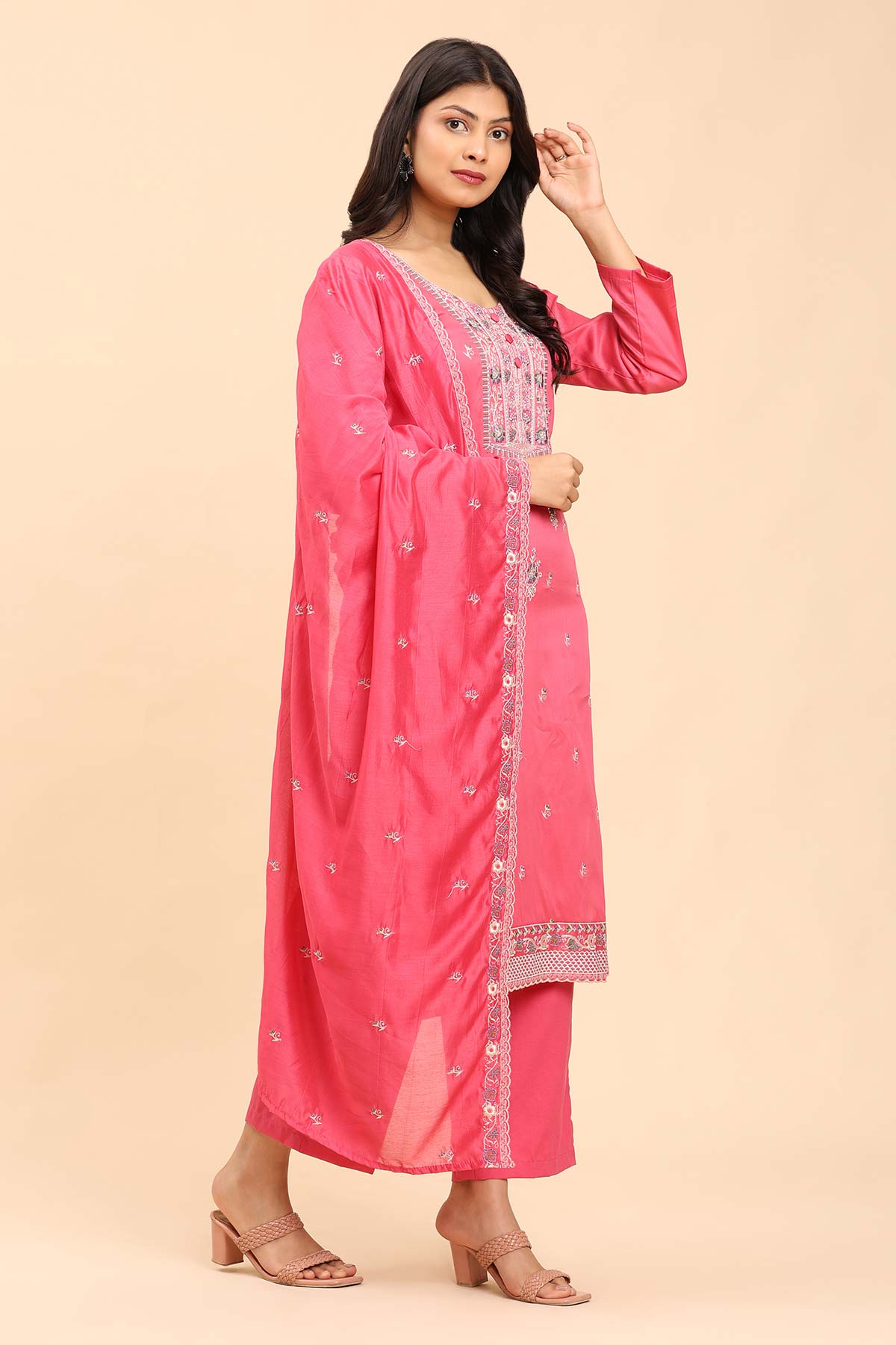 Light Pink Women's Unstitched Kurta Set