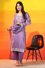 Purple Women's Unstitched Kurta Set