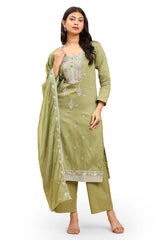 Pista Green Women's Unstitched Kurta Set