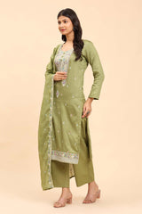 Pista Green Women's Unstitched Kurta Set