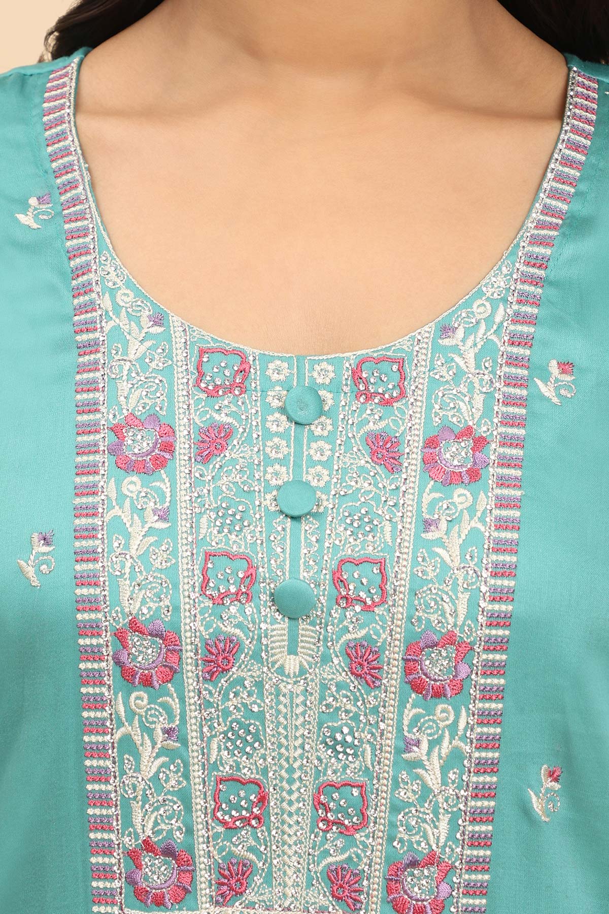 Sea Green Women's Unstitched Kurta Set