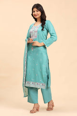 Sea Green Women's Unstitched Kurta Set