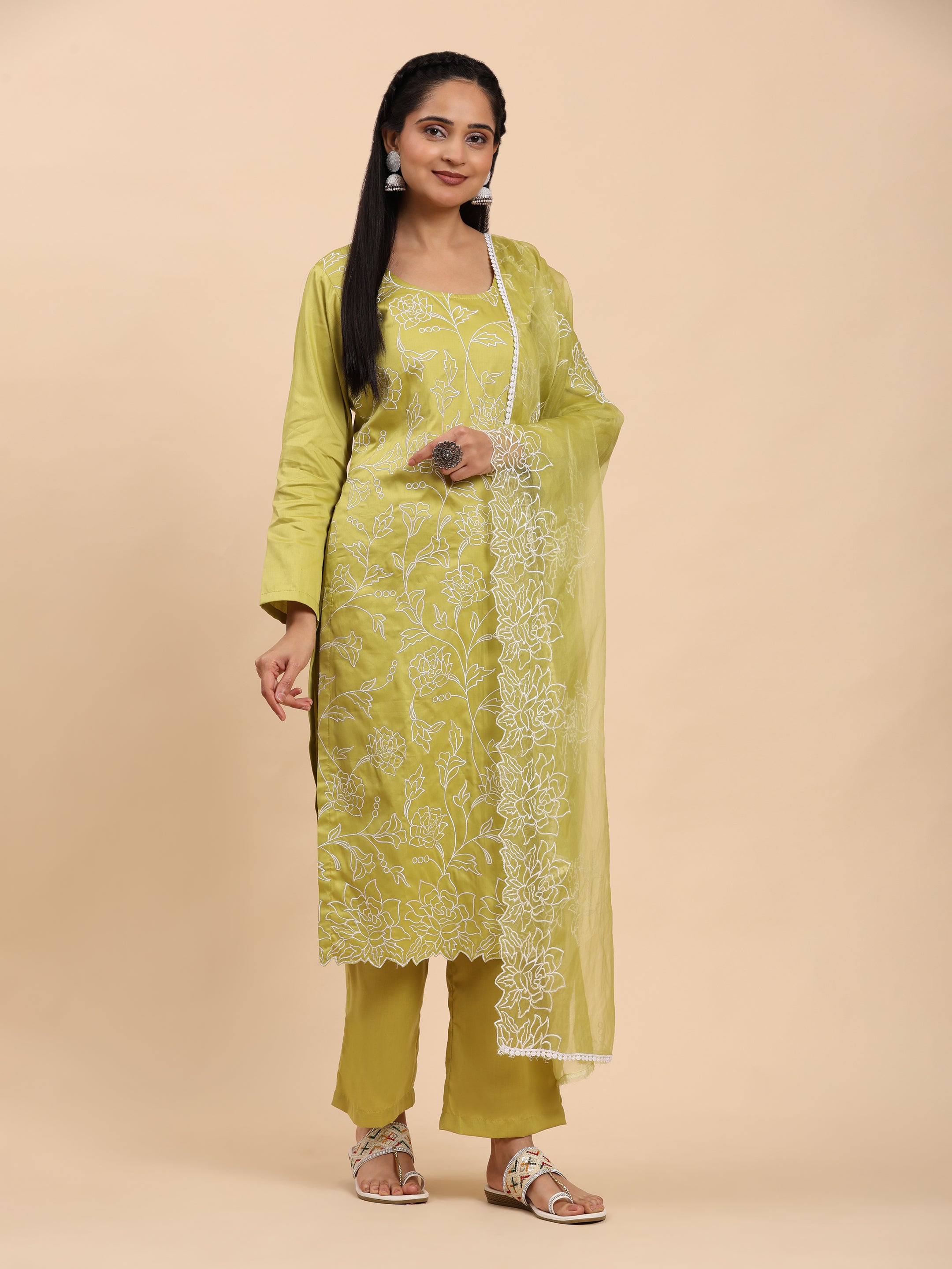 Light Green Elegance Unstitched: Classic Kurta Set