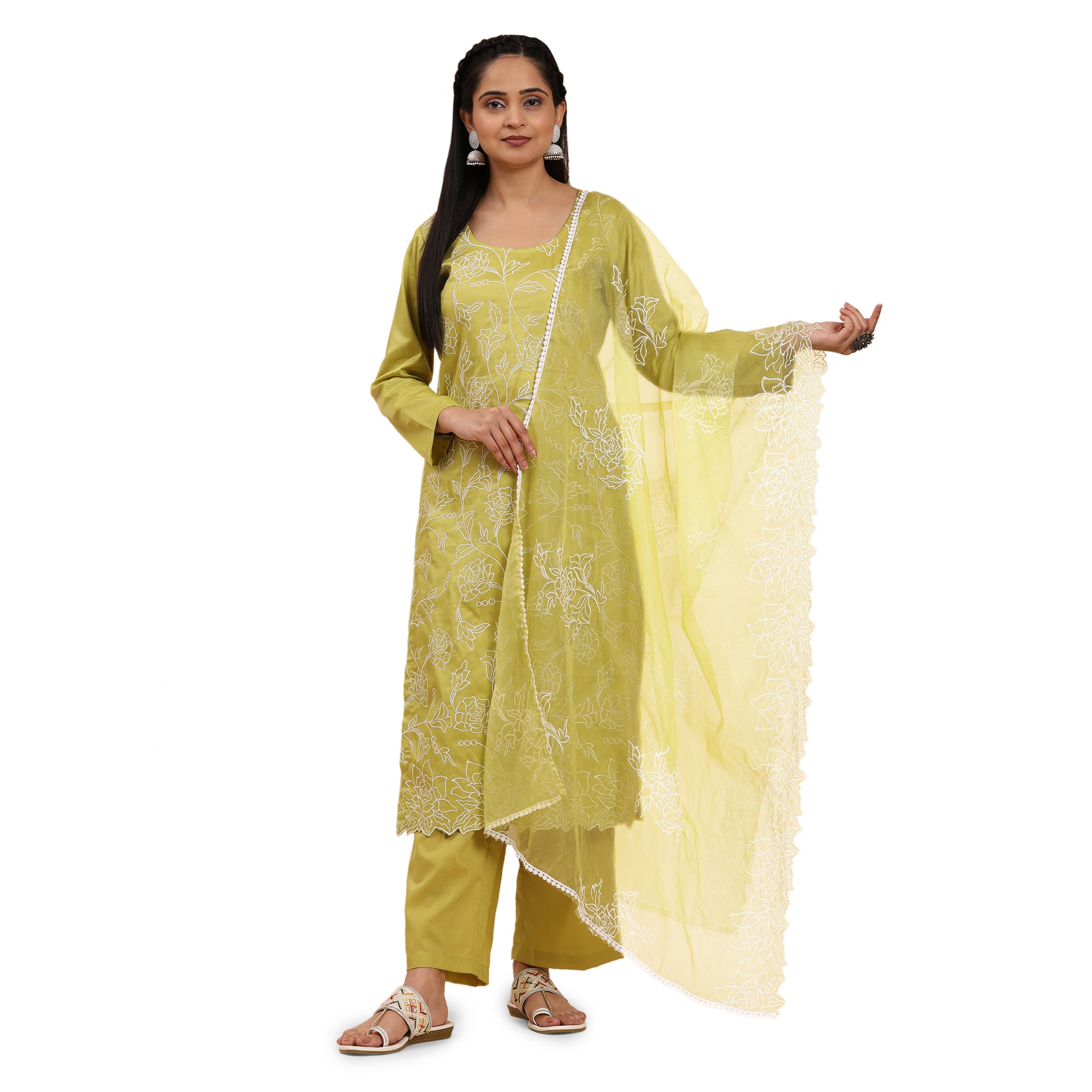 Light Green Elegance Unstitched: Classic Kurta Set