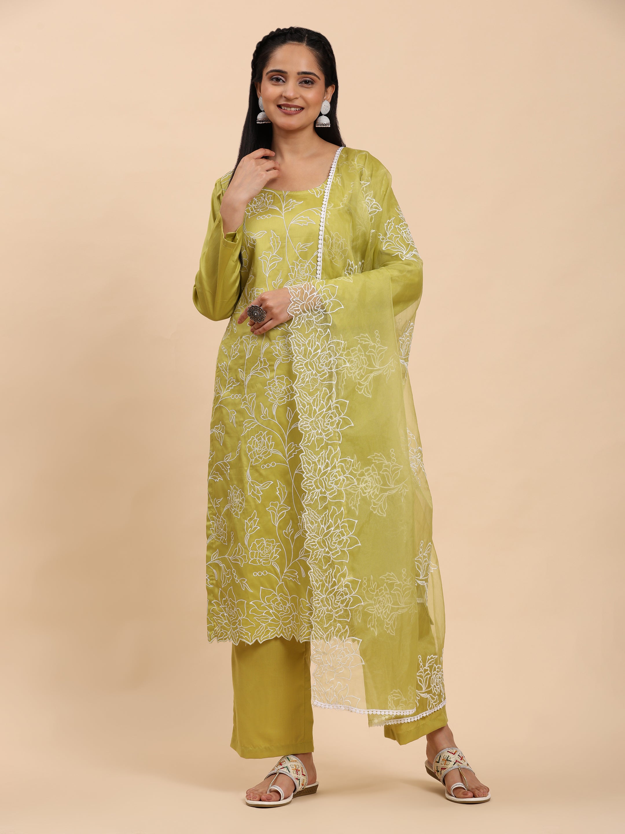 Light Green Elegance Unstitched: Classic Kurta Set