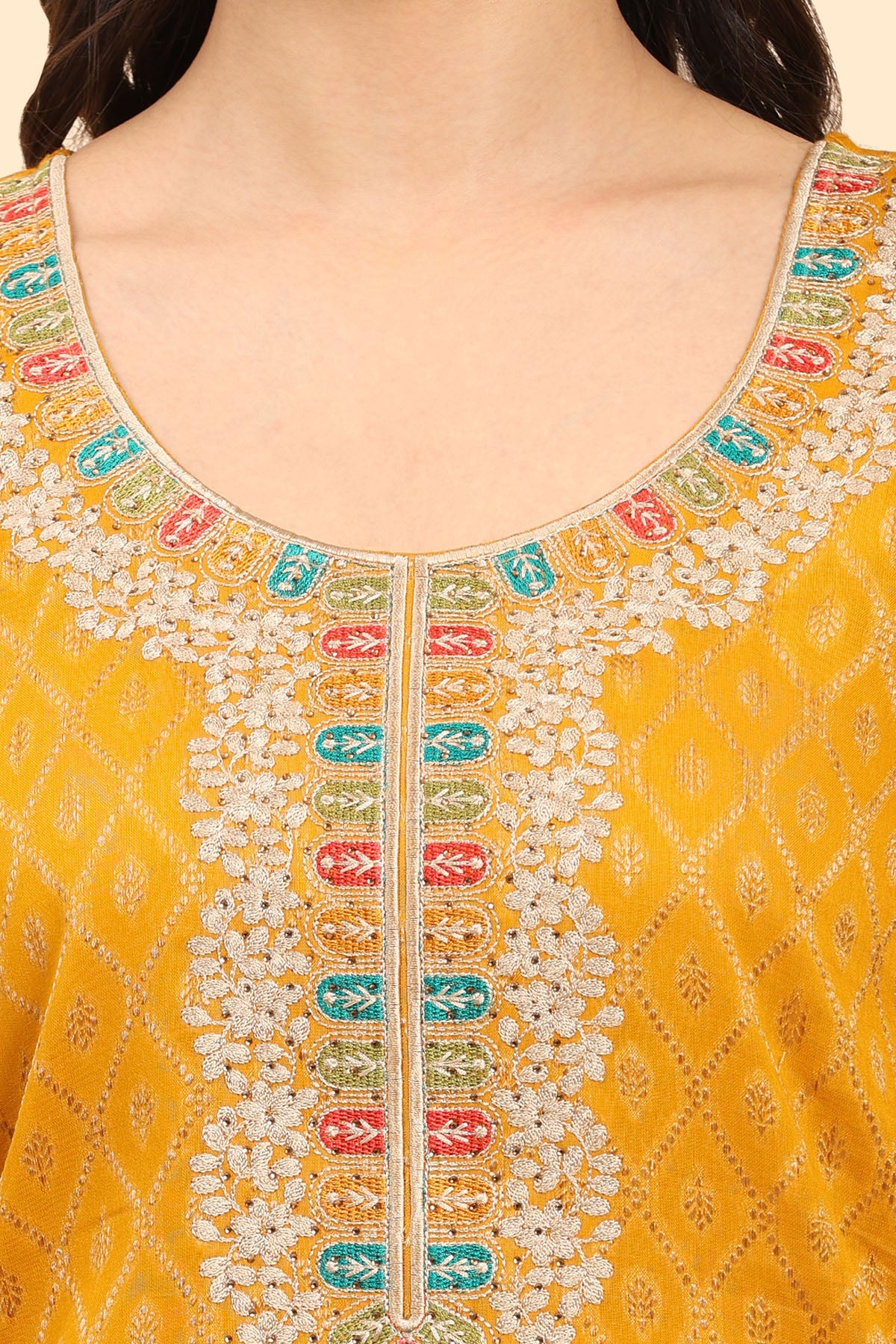 Mustard Women's Unstitched Kurta Set-2