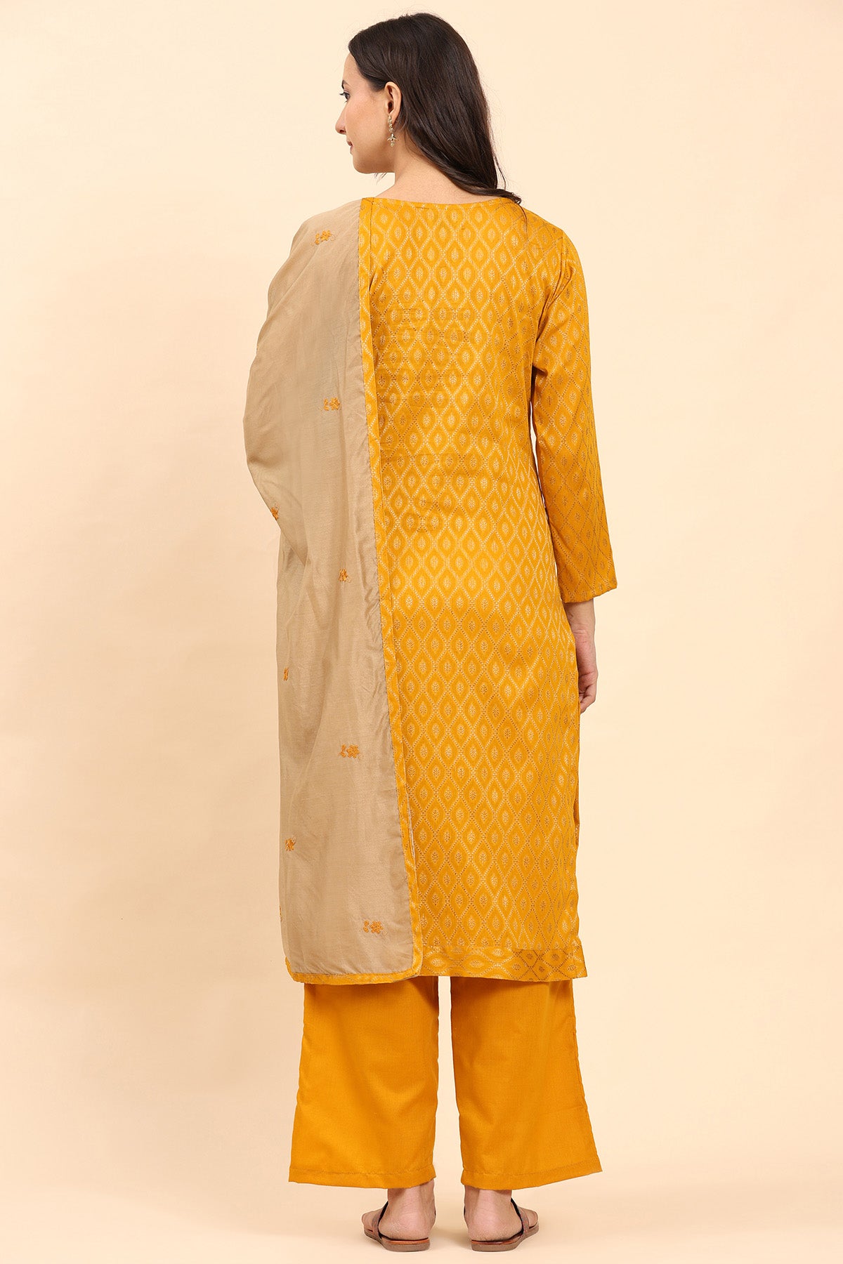 Mustard Women's Unstitched Kurta Set-2