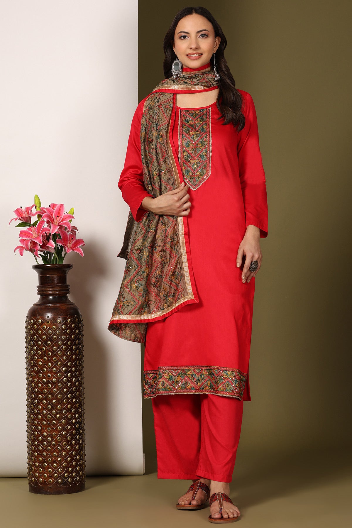 Pink Women's Unstitched Kurta Set-3