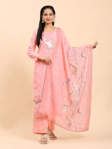 Light Pink Elegance Unstitched: Classic Kurta Set