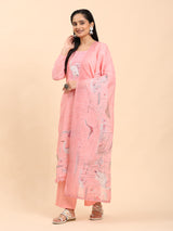 Light Pink Elegance Unstitched: Classic Kurta Set