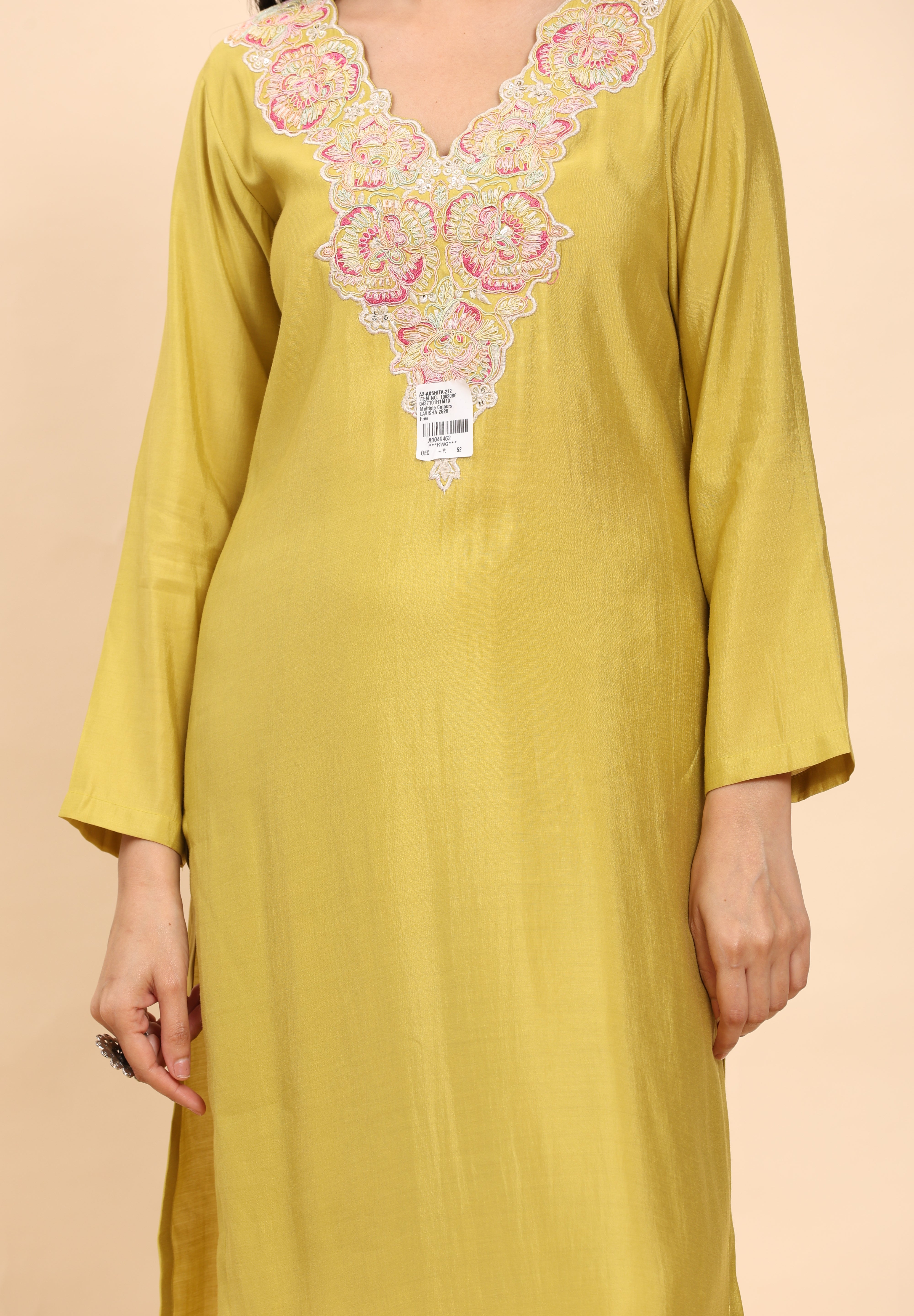 Green Elegance Unstitched: Classic Kurta Set