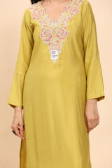 Green Elegance Unstitched: Classic Kurta Set