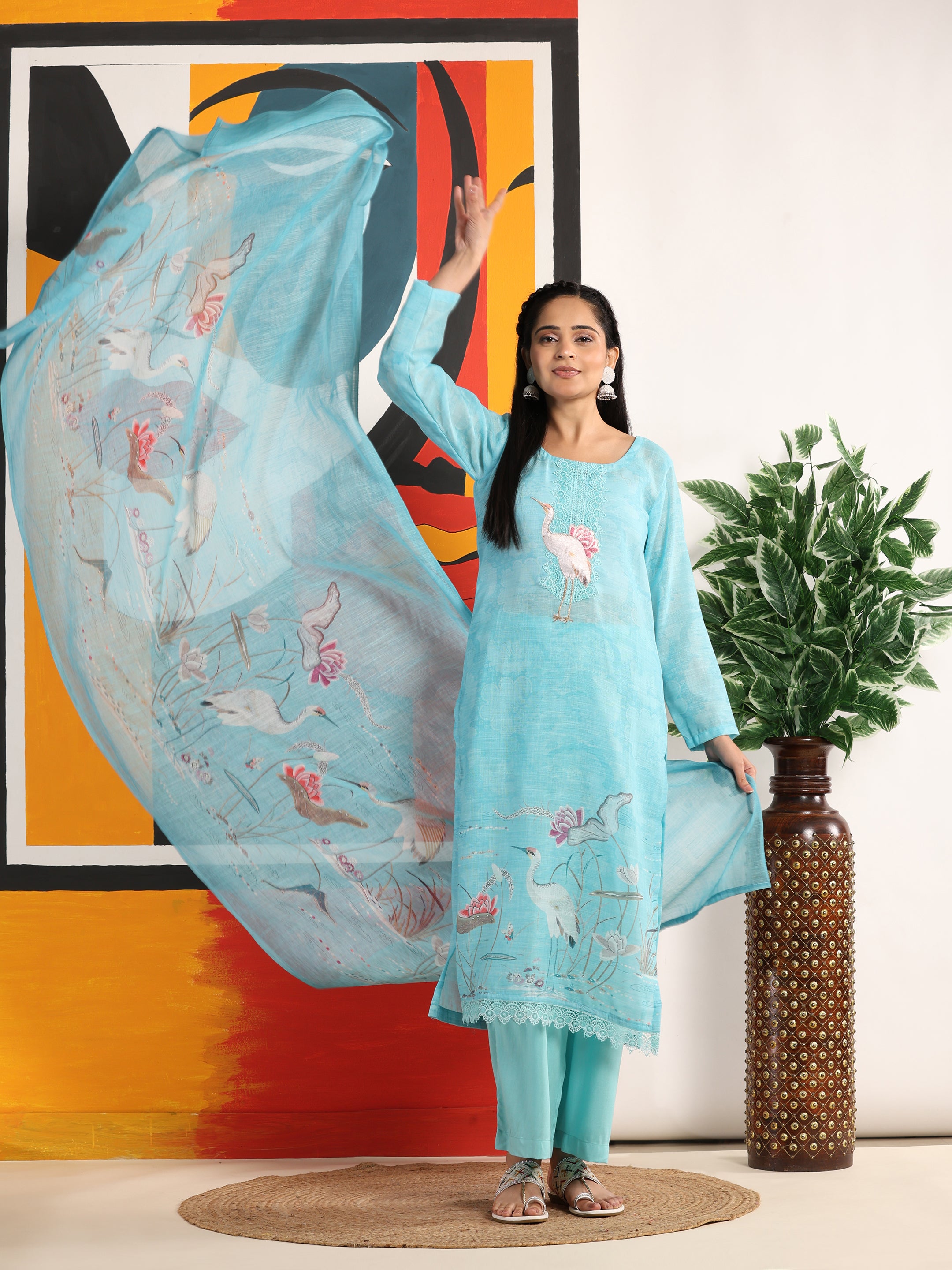 Light Blue Elegance Unstitched: Classic Kurta Set