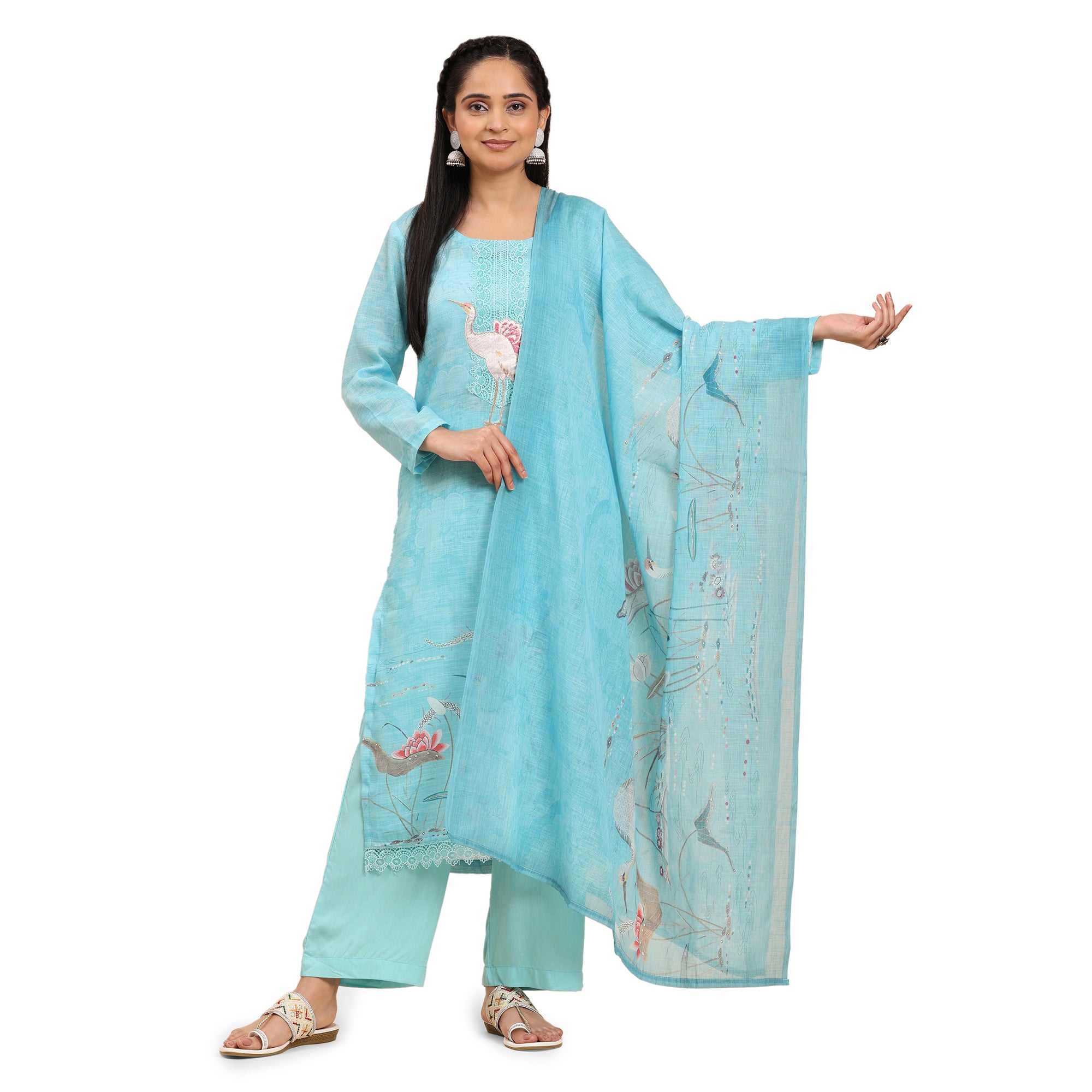 Light Blue Elegance Unstitched: Classic Kurta Set