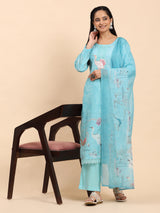 Light Blue Elegance Unstitched: Classic Kurta Set