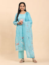 Light Blue Elegance Unstitched: Classic Kurta Set