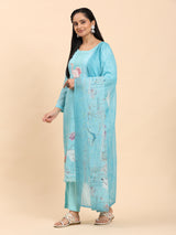 Light Blue Elegance Unstitched: Classic Kurta Set