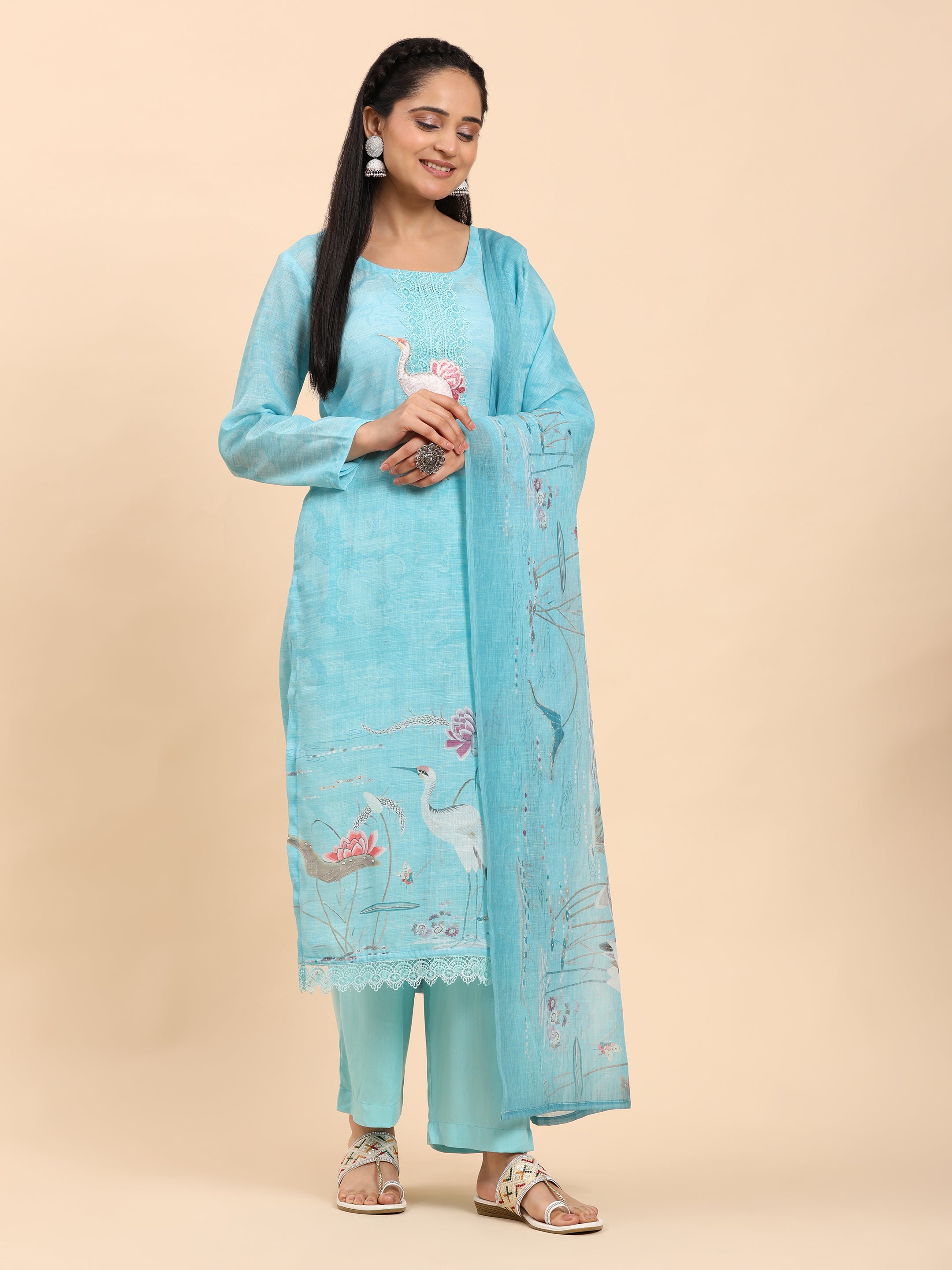 Light Blue Elegance Unstitched: Classic Kurta Set