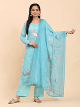 Light Blue Elegance Unstitched: Classic Kurta Set