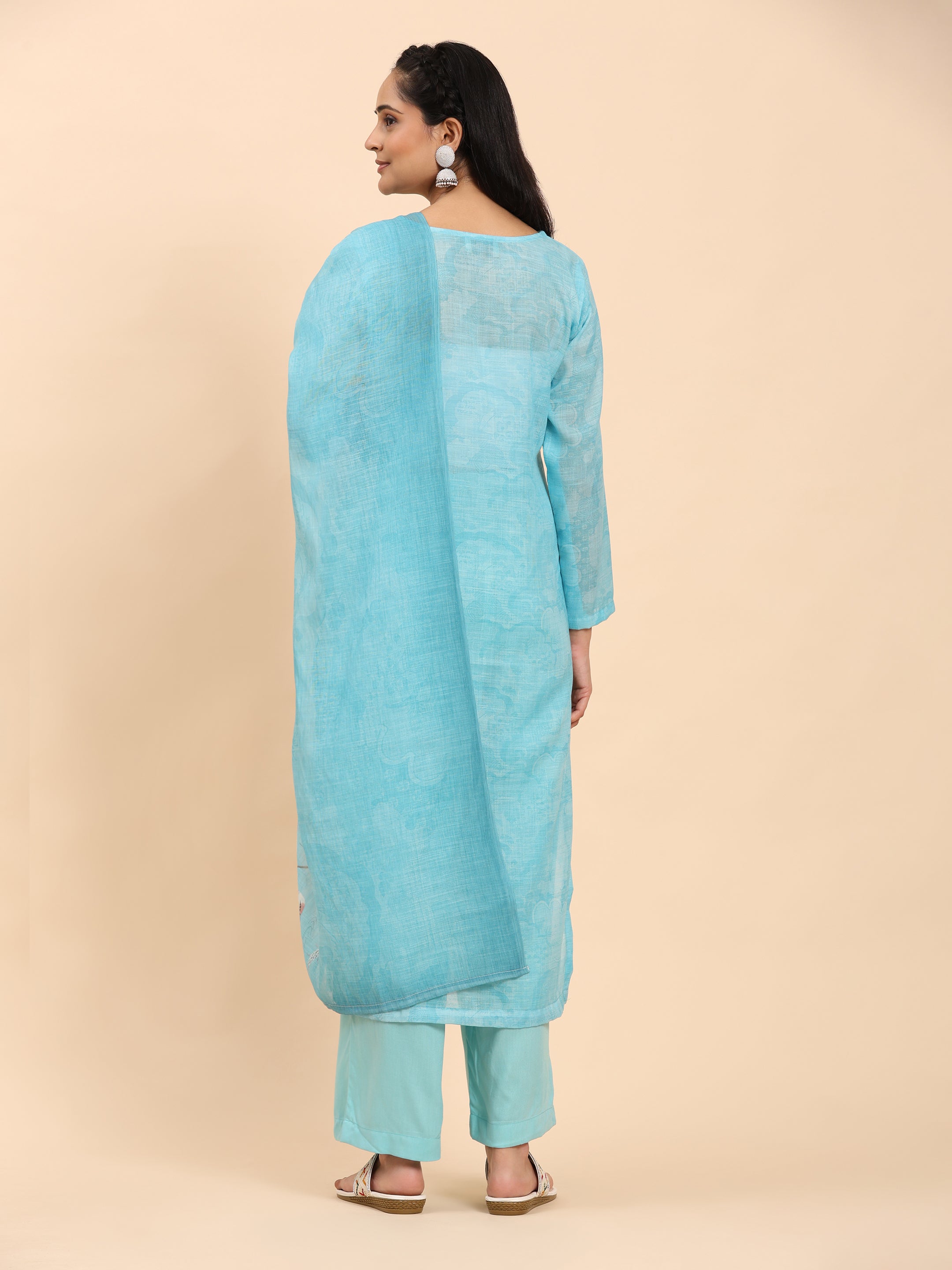 Light Blue Elegance Unstitched: Classic Kurta Set