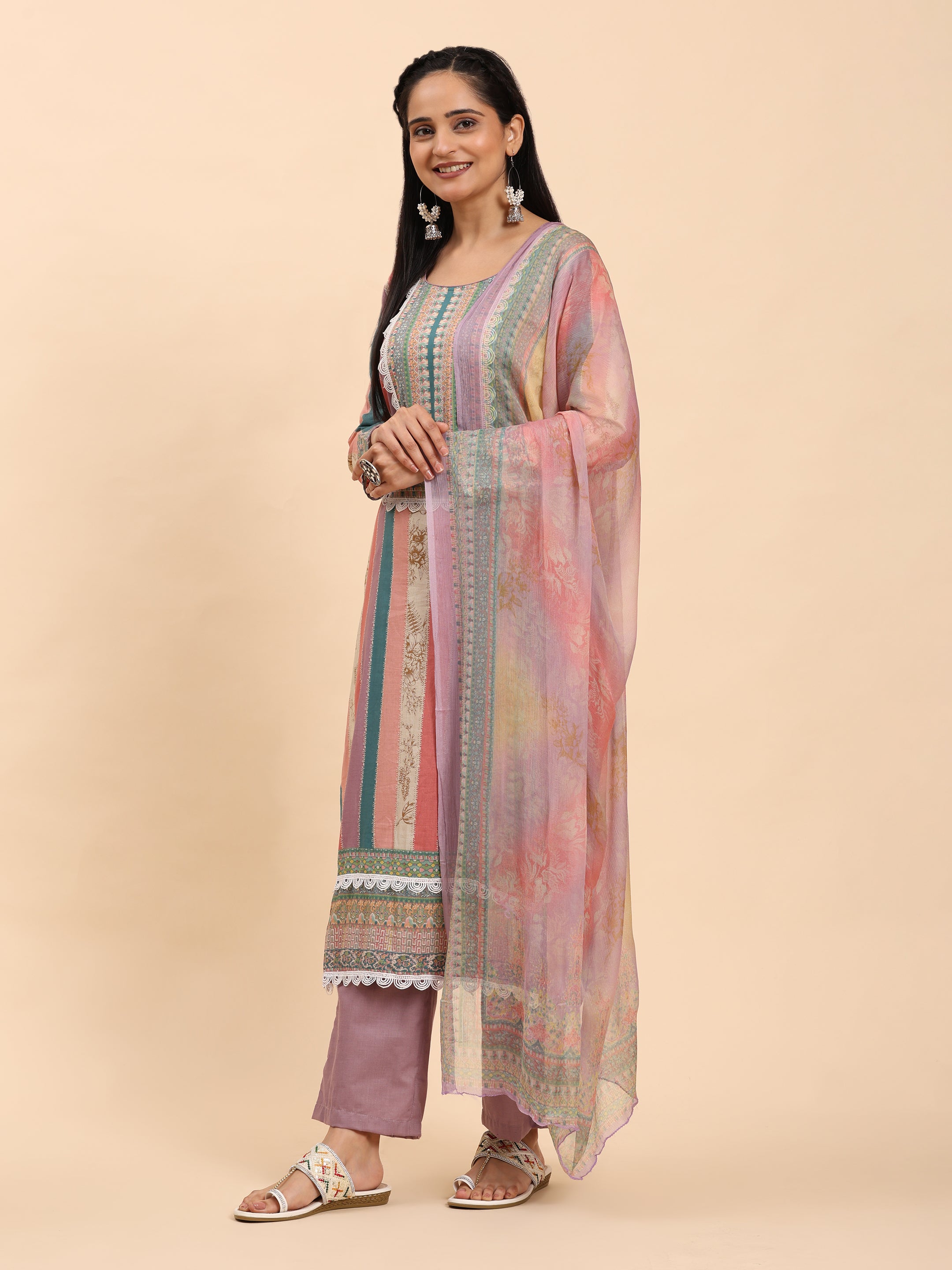 Mauve Elegance Unstitched: Classic Kurta Set