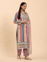 Mauve Elegance Unstitched: Classic Kurta Set