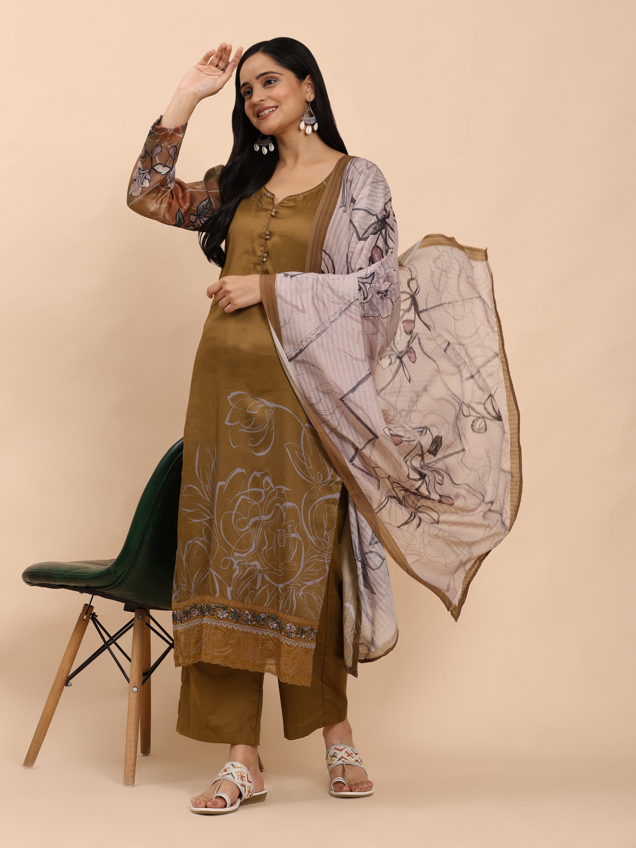 Mustard Elegance Unstitched: Classic Kurta Set