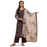 Brown Elegance Unstitched: Classic Kurta Set