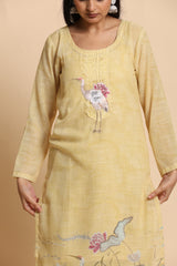 Yellow Elegance Unstitched: Classic Kurta Set