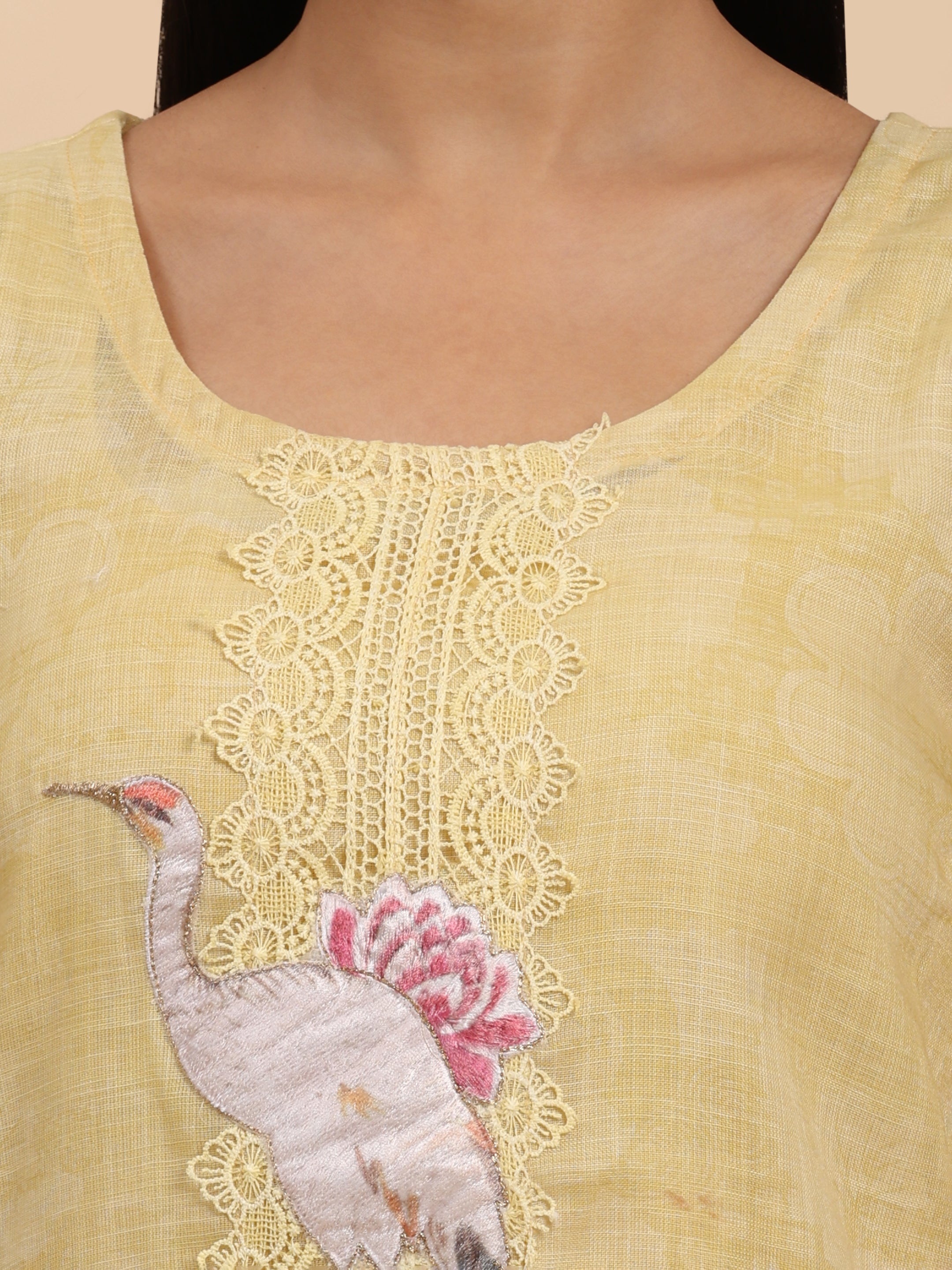 Yellow Elegance Unstitched: Classic Kurta Set