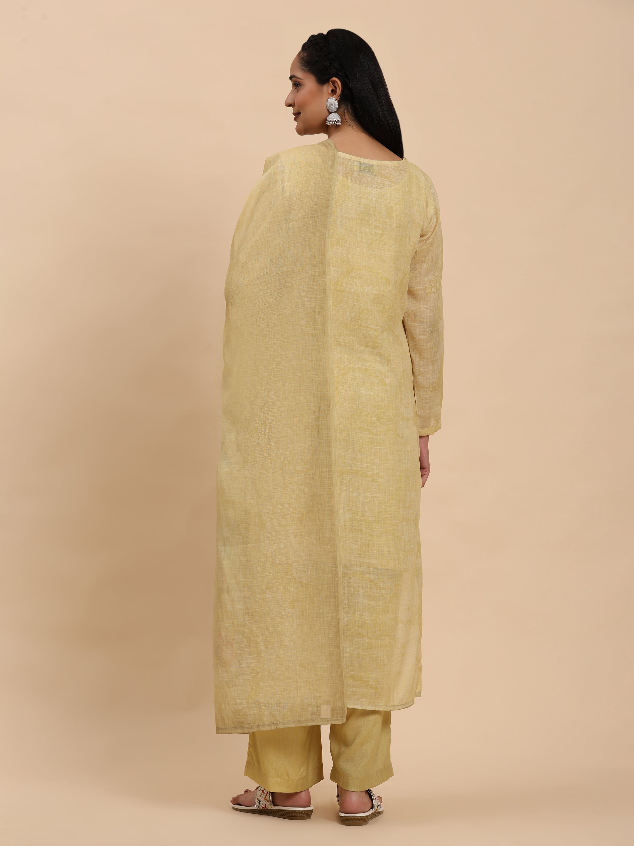 Yellow Elegance Unstitched: Classic Kurta Set