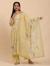 Yellow Elegance Unstitched: Classic Kurta Set