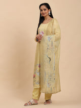 Yellow Elegance Unstitched: Classic Kurta Set