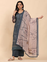 Dark Grey Elegance Unstitched: Classic Kurta Set