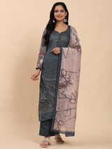 Dark Grey Elegance Unstitched: Classic Kurta Set