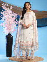 Off White Elegance Unstitched: Classic Kurta Set