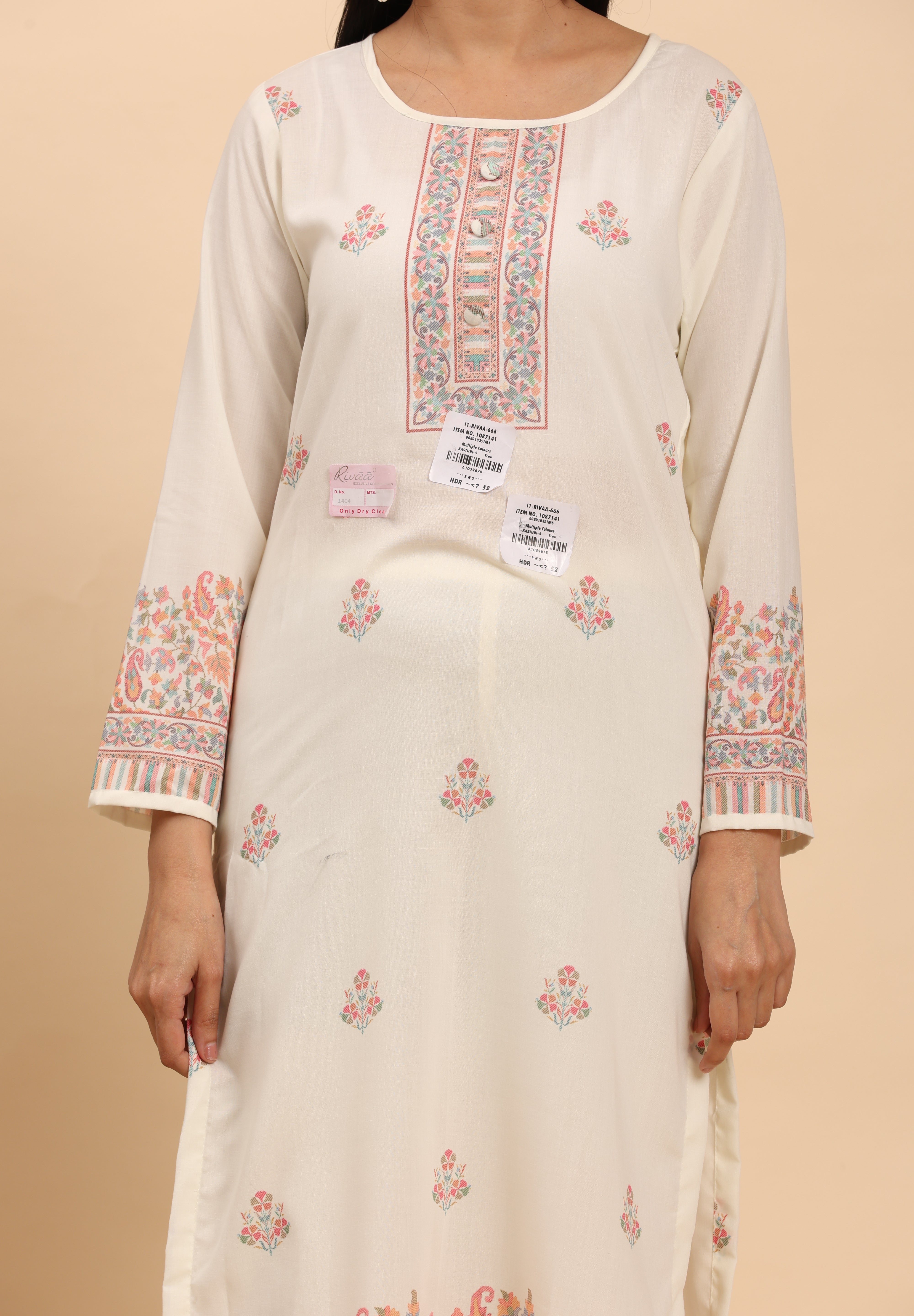 Off White Elegance Unstitched: Classic Kurta Set