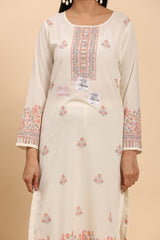 Off White Elegance Unstitched: Classic Kurta Set