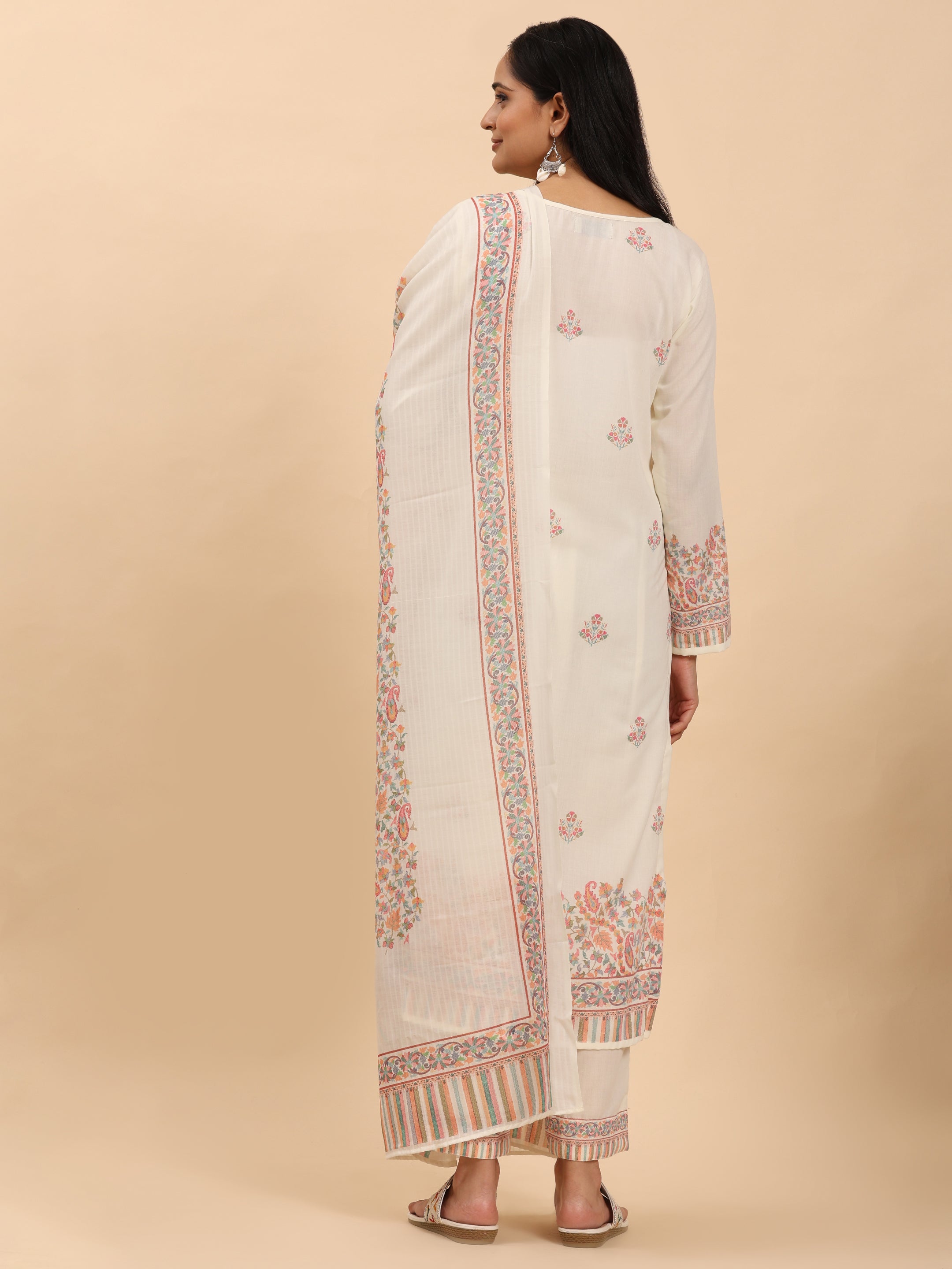 Off White Elegance Unstitched: Classic Kurta Set