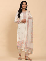 Off White Elegance Unstitched: Classic Kurta Set