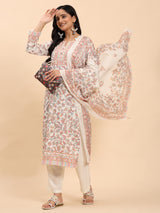 Off White Elegance Unstitched: Classic Kurta Set