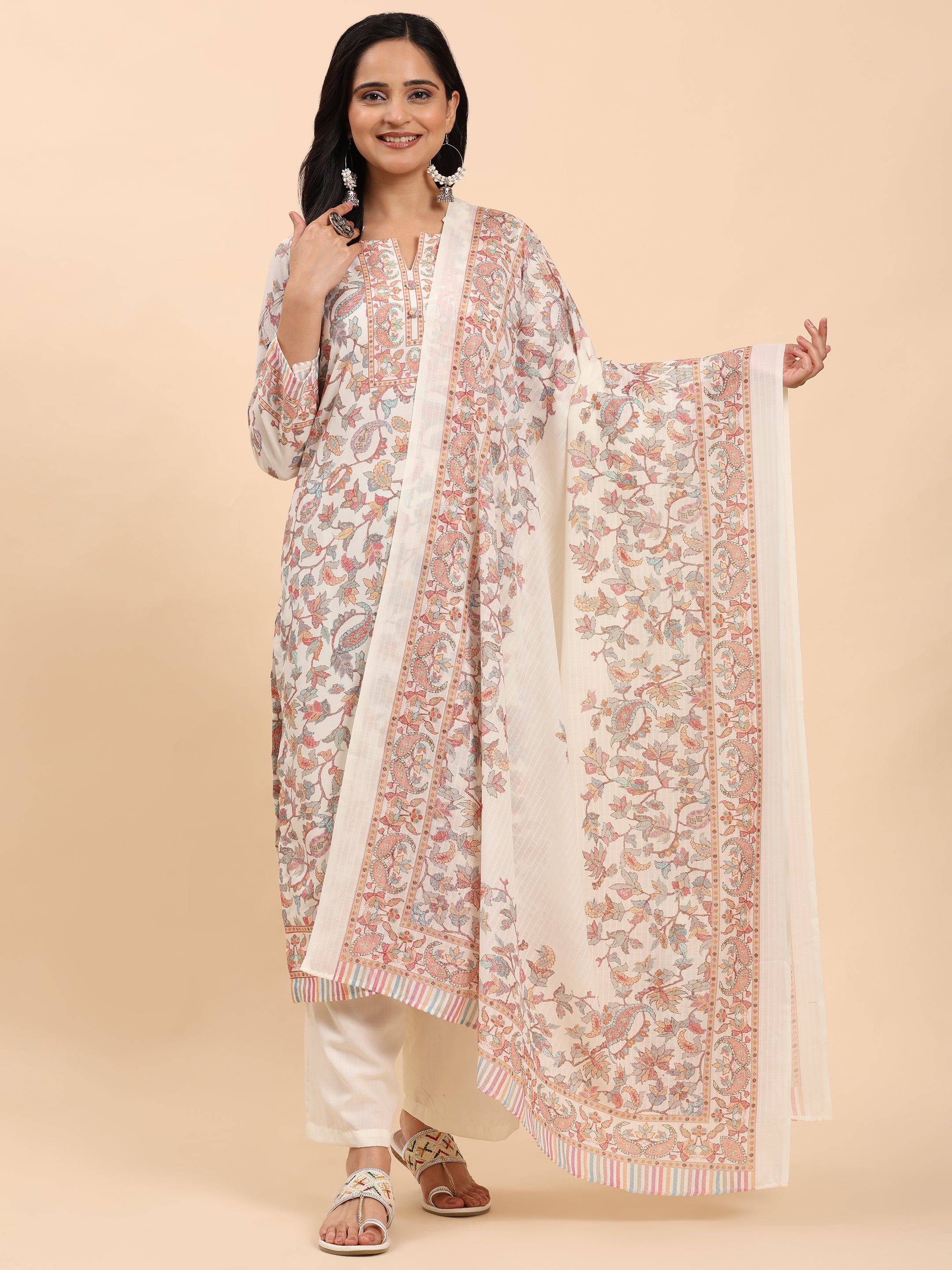 Off White Elegance Unstitched: Classic Kurta Set