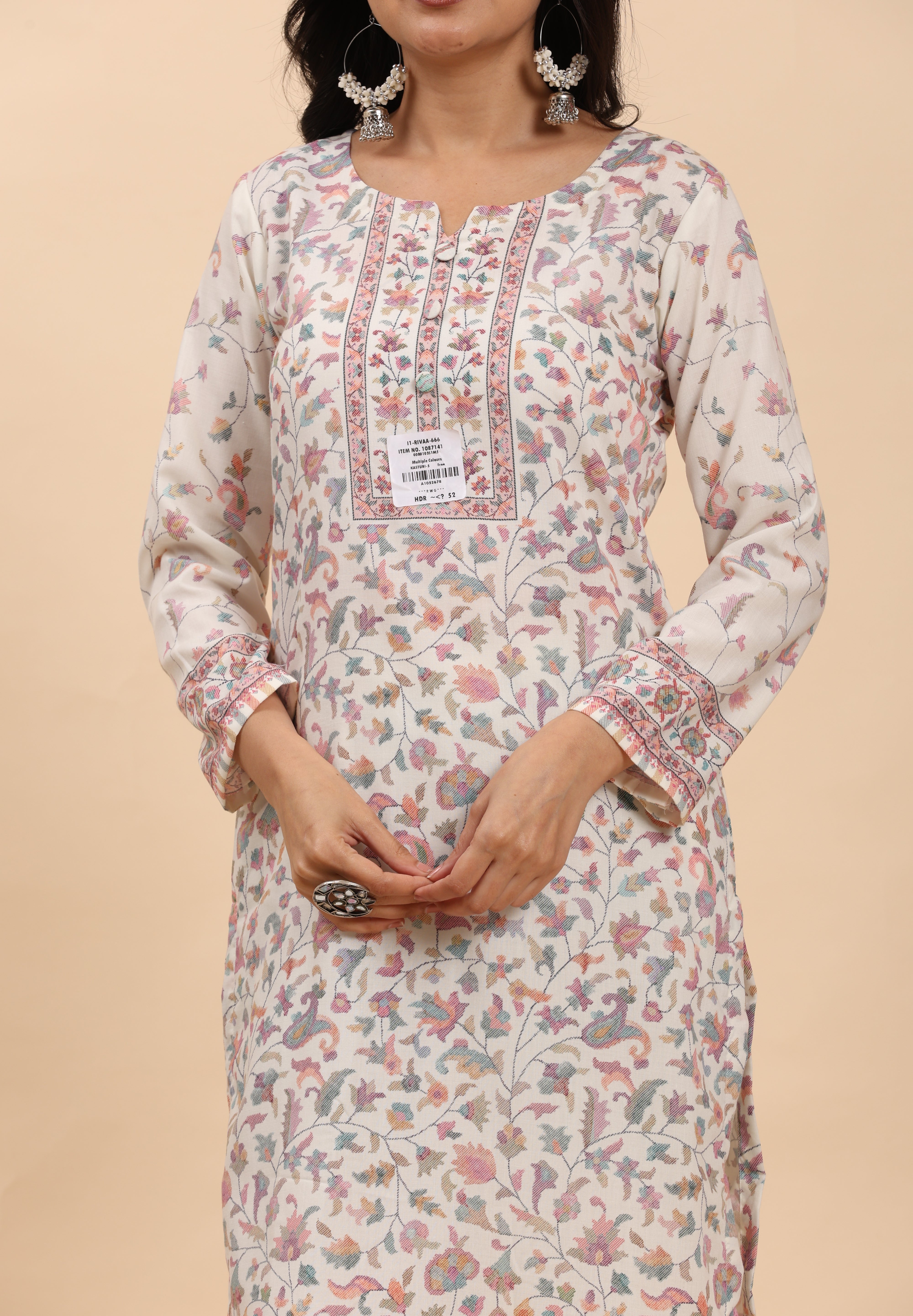 Off White Elegance Unstitched: Classic Kurta Set