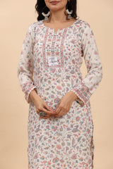 Off White Elegance Unstitched: Classic Kurta Set