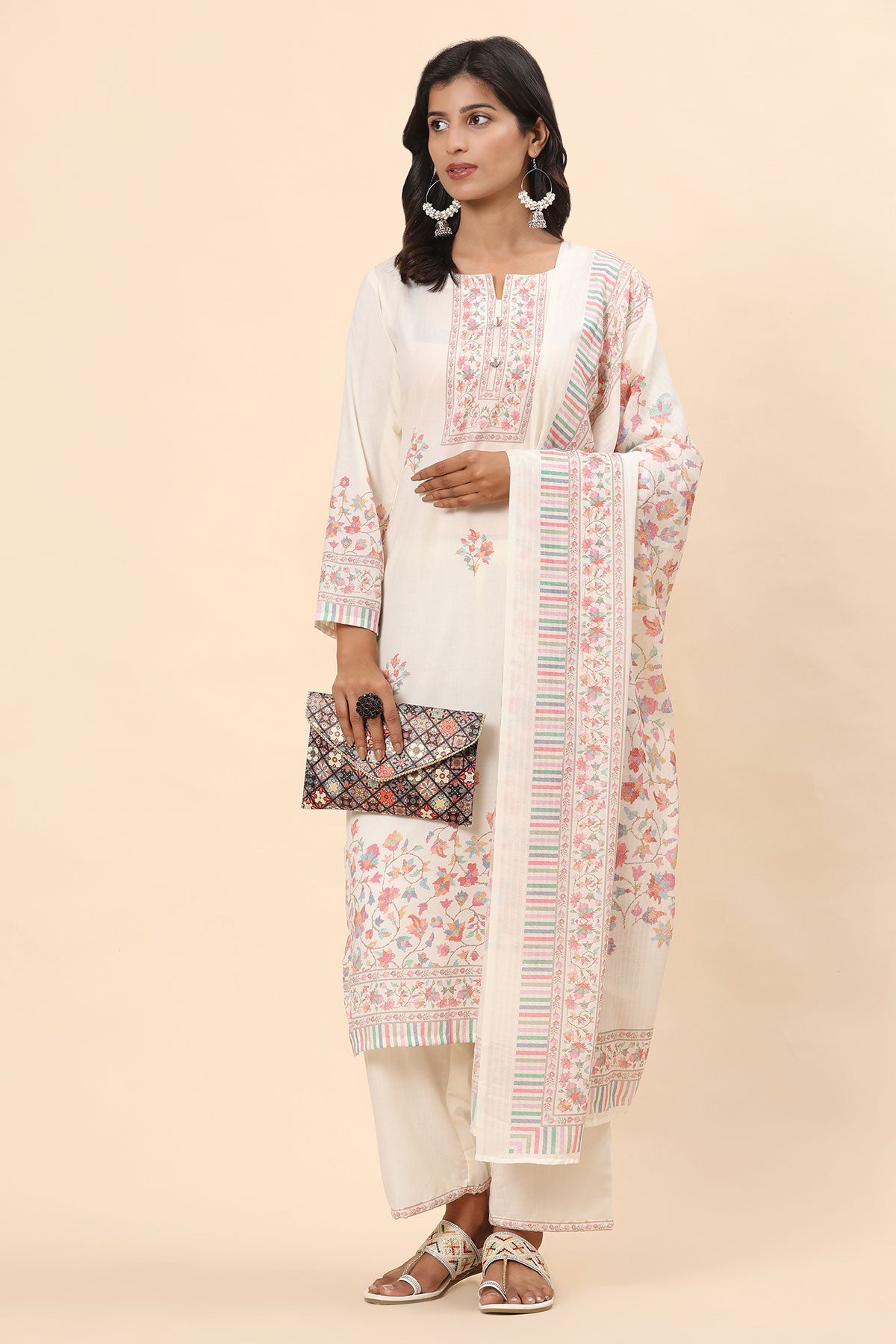 Elegance Unstitched: Classic Kurta Set Off White