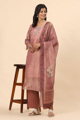 Elegance Unstitched: Classic Kurta Set Mauve