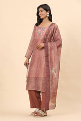 Elegance Unstitched: Classic Kurta Set Mauve